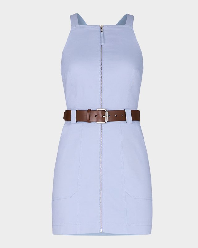 Andri Sleeveless Belted Cotton Mini Dress